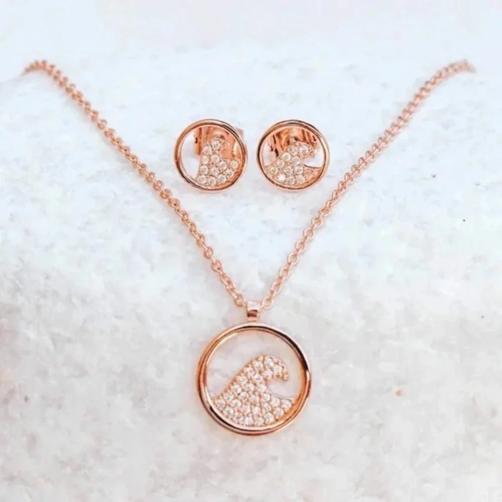 ❄️ Pura Vida | PAVE WAVE NECKLACE & EARRING SET